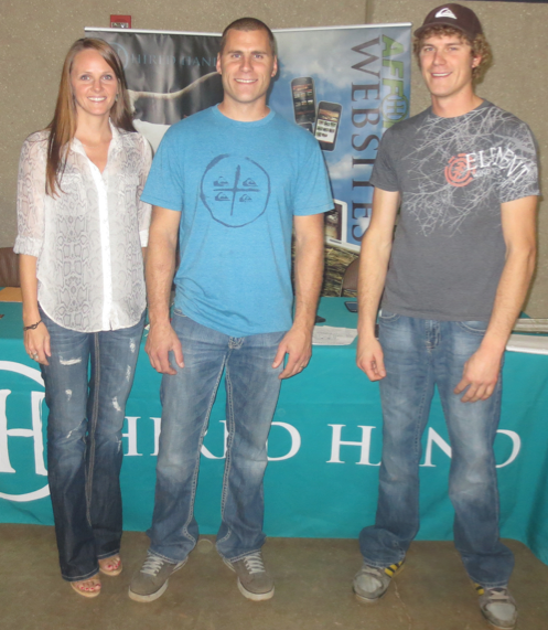 Hired Hand's Jaymie Feldmann with Meridian Longhorns owner Jeff & John Jesperson
